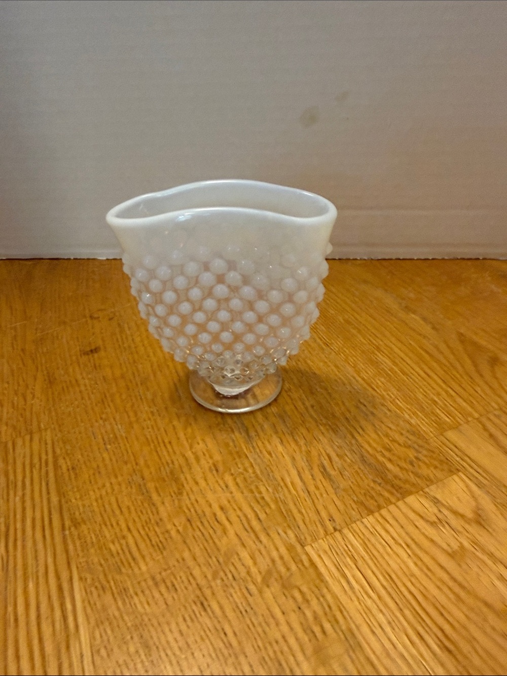 White Hobnail Milk Glass Pedestal Vase